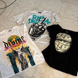 Trendy Graphic Short Sleeve Tees - White, Gray, Black